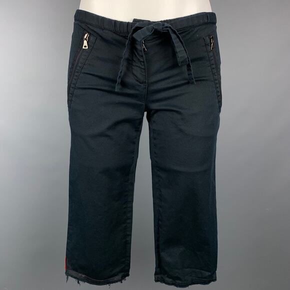 PRADA Size 2 Black Cotton Blend Raw Edge Shorts - Picture 1 of 4
